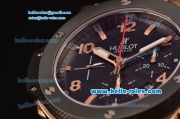 Hublot Big Bang Chrono Swiss Valjoux 7750-DD Automatic Rose Gold Case with PVD/Rose Gold Strap Black Dial