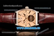 Vacheron Constantin Malte Tourbillon Power Reserve Swiss Tourbillon Manual Winding Steel Case with Beige Dial Stick Markers and Brown Leather Strap