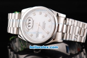 Rolex Datejust Oyster Perpetual Swiss ETA 2836 Automatic Movement Silver Case with White Dial and Diamond Markers