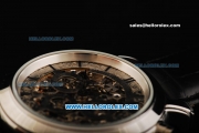 Vacheron Constantin Automatic Movement Steel Case with Skeleton Dial - Black Leather Strap