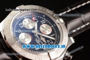 Breitling Super Avenger II 7705 Automatic Steel Case with Black Dial Arabic Numeral Markers and Genuine Leather Strap (GF)