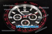 Rolex Daytona Swiss Quartz PVD Case with White Markers Black Dial - Wall Clock