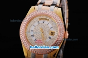 Rolex Day-Date Automatic Movement Rose Gold&Diamond Bezel with White&Dimond Dial