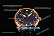 IWC Portugieser Hand-Wound Asia 6497 Manual Winding Rose Gold Case with Black Dial and White Arabic Numeral/Stick Markers
