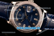 Rolex Day-Date Asia Automatic Steel Case with Diamonds Markers Blue Dial - Diamonds Bezel (BP)