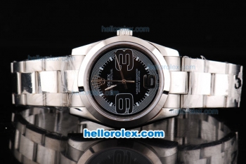 Rolex Oyster Perpetual Air-King Swiss ETA 2836 Automatic Movement Silver Case with Black Dial and SS Strap