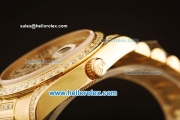 Rolex Day Date Swiss ETA 2836 Automatic Yellow Gold Case with Diamond Dial/Bezel and Gold Diamond Strap