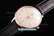 Vacheron Constantin New Model Swiss ETA 2892 Automatic Movement Rose Gold Case with White Dial and Stick Markers