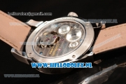 Jaeger-LECoultre Master Tourbillon Manual Winding Steel Case with White Dial and Black Leather Strap