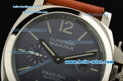 Panerai Luminor Marina PAM 00282 Automatic Movement Steel Case with Blue Dial Green Stick Markers and Brown Leather Strap