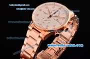 IWC Portuguese Chrono Miyota OS10 Quartz Rose Gold Case/Strap with White Dial and Arabic Numeral Markers
