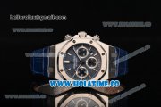 Audemars Piguet Royal Oak Chronograph 41mm Swiss Valjoux 7750 Automatic Steel Case with Blue Dial Stick Markers and Blue Leather Strap (EF)