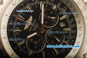 Breitling for Bentley Motors Working Chronograph Quartz Movement with Black Dial and SS Strap