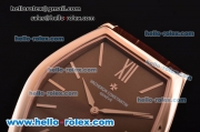 Vacheron Constantin Malte Japanese Miyota OS2035 Quartz Rose Gold Case with Brown Leather Strap and Brown Dial