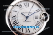 Cartier Ballon Bleu Medium Asia Automatic Steel Case with White Dial Roman Numeral Markers and Pink Leather Strap (YF)