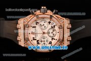 Audemars Piguet Royal Oak Offshore Miyota OS20 Quartz Diamonds/Rose Gold Case with White Dial and Arabic Numeral Markers - Diamonds Bezel (EF)