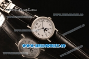 Breguet Classique Miyota 9015 Automatic Steel Case with White Dial Black Leather Strap and Diamonds Bezel