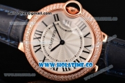 Cartier ballon bleu de Cartier Swiss Quartz Movement Rose Gold Case with Diamond Bezel and Leather Strap