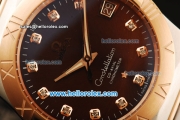 Omega Constellation Swiss ETA 2892 Automatic Movement Steel Case with Brown Dial and Rose Gold Bezel-Two Tone Strap