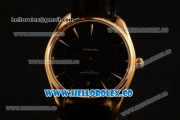 Omega De Ville Tresor Master Co-Axial Clone 8800 Automatic Yellow Gold Case with Black Dial and Black Leather Strap - (YF)