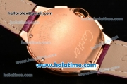 Cartier Ballon Bleu De Medium Chrono Miyota Quartz Rose Gold Case with Burgundy Dial and White Roman Numeral Markers