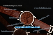 Cartier Rotonde Asia ST17 Automatic Steel Case with Black Leather Strap and Brown Dial