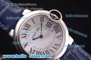 Cartier Ballon bleu de Swiss Quartz Steel Case with White MOP Dial and Blue Leather Strap