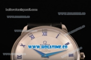 Omega De Ville Co-Axial Asia Automatic Steel Case wtih Silver Dial Black Leather Strap and Blue Roman Numeral Markers