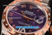 Rolex Datejust Asia 2813 Automatic Rose Gold/Steel Case with Purple Dial and Roman Numeral Markers (BP)