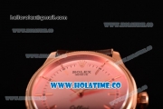 Rolex Cellini Asia 2813 Automatic Rose Gold Case with Pink Dial Brown Leather Strap and Stick Markers (BP)