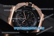 Audemars Piguet Royal Oak Offshore Chrono Miyota OS Quartz Rose Gold Case with Black Dial Black Rubber Strap and Black Subdials (EF)