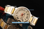 Cartier Ballon Bleu De Cartier Swiss ETA 2824 Automatic Movement Steel Case with White Dial and Two Tone Strap