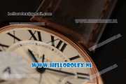Cartier Ballon Bleu De Medium Swiss ETA 2671 Automatic Rose Gold Case Silver Dial Roman Numeral Markers and Brown Genuine Leather Strap - 1:1 Original