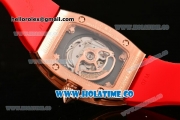 Richard Mille RM007 Miyota 6T51 Automatic Rose Gold Case with Diamonds Dial and Red Rubber Strap