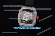 Richard Mille RM027-2 Miyota 9015 Automatic Carbon Fiber Case with Skeleton Dial Dot Markers and Black Nylon Strap