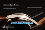 Rolex Explorer Chronograph Miyota OS20 Quartz Steel Case with White Dial Steel Bezel and Brown Leather Strap