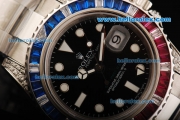 Rolex GMT Master II Rolex 3186 Automatic Movement Full Steel with Black Dial and Red/Blue Diamond Bezel