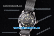 Rolex Submariner Vintage Asia 2813 Automatic Steel Case with Grey Dial Stick/Arabic Number Markers and Grey Nylon Strap