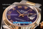 Rolex Datejust Asia 2813 Automatic Yellow Gold/Steel Case with Purple Dial Roman Numeral Markers and Gold Bezel (BP)