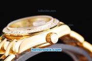 Rolex Datejust Oyster Perpetual Automatic Full Rose Gold with Diamond Bezel,White Dial and Diamond Marking-Lady Size