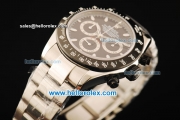 Rolex Daytona Chronograph Swiss Valjoux 7750 Automatic Movement Steel Case with Black Dial and Black Bezel-Steel Strap