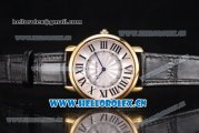 Cartier Rotonde De Tourbillon Asia 6497 Manual Winding Yellow Gold Case with White Dial and Roman Numeral Markers Black Leather Strap