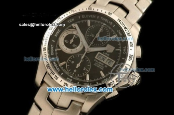 Tag Heuer Link 200 Meters Chronograph Swiss Valjoux 7750 Automatic Movement Full Steel with Black Dial and Stick Markers