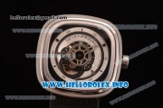 SevenFriday P1B-01 Japanese Miyota 8215 Automatic Steel Case with Skeleton Dial and Black Leather Strap