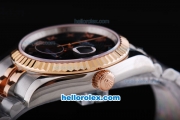 Rolex Datejust Oyster Perpetual Automatic Rose Gold Bezel with Black Dial and Roman Marking-Small Calendar