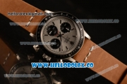 Rolex Daytona Vintage Edition Chrono Miyota OS20 Quartz Steel Case with Silver Dial and Brown Leather Strap