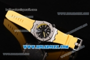 Audemars Piguet Royal Oak Offshore Diver Clone AP Calibre 3120 Automatic Steel Case with Black Dial Yellow Rubber Strap and White Stick Markers (EF)