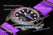 Rolex Sea-Dweller Deepsea Asia 2813 Automatic PVD Case with Purple Nylon Strap and Purple Diver Index