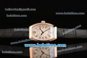 Franck Muller Chronometro Miyota Quartz Rose Gold Case with Black Leather Bracelet White Dial and Black Markers Franck Muller Chronometro Miyota Quartz Rose Gold Case with Black Leather Bracelet White Dial and Black Markers