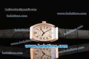 Franck Muller Chronometro Miyota Quartz Rose Gold Case with Black Leather Bracelet White Dial and Black Markers